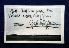 1915 rara CARTOLINA militare WW1 FIAT Aereoplano Slogan Gabriele D'Annunzio