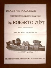 Officine Ing.Roberto Zust Milano Tornio parallero Modello D8 Pubblicità del 1918