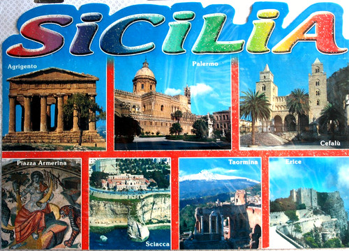 Cartolina sicilia fustellata - cartolina,