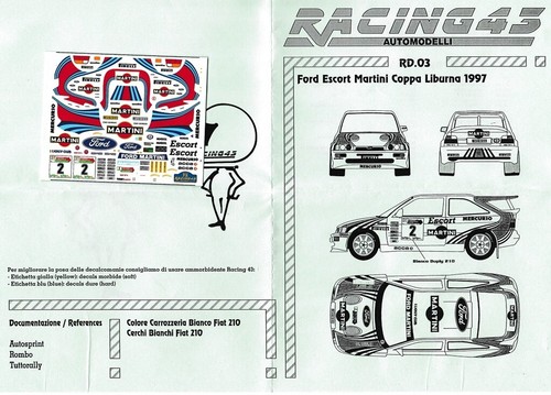 Decal ford escort csw - decal, 1/43