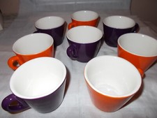 LOTTO 8 TAZZE SENZA PIATTO THE CAPPUCCINO CIOCCOLATA 4 VIOLA 4 ARANCIO PORCELLAN