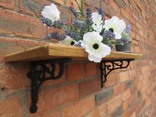 Scaffale rustico in legno massello di rovere fatto a mano mensola in ghisa staffe mensola