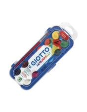 Giotto - (Stock Cartoleria 2 Pz) Acquerelli 12 Pastiglie  + 1  Pennello - Scuola