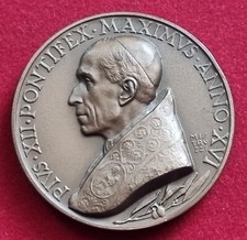 MEDAGLIA BRONZO CITTÁ DEL VATICANO PAPA PIO XII° MARIA REGINA TERRA E CIELO 1954