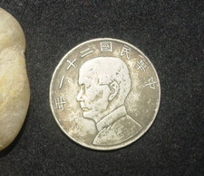 Vecchie Monete Argento ONE DOLLAR Ventuno Anni Repubblica di Cina (AD1932) -Jieshi