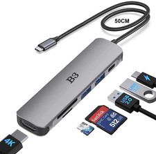 Hub USB C adattatore per docking station multiporta USBC 6in1 con 4K@30Hz,55W Po