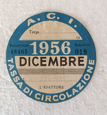 BOLLO ACI 1956 per moto d'epoca Vespa Lambretta da collezione vintage