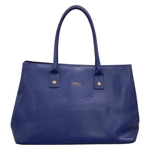 Furla navy leather - tote, bag