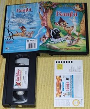 vhs BAMBI (1992, Disney VS 4372) videocassetta ologramma Topolino + cartolina