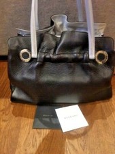 Bulgari Borsa Modello Twist in pelle morbidissima Marrone Scuro E Grigio Perla