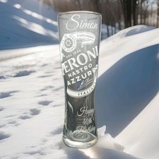 Personalised Peroni PINT Glass Engraved With Your Name / Message Gift Boxed