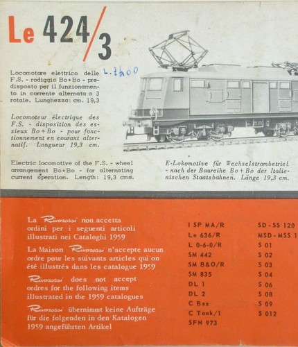 Catalogo rivarossi 1960 - catalogo,