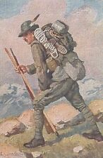 Z202) WW1, ALPINO SULLE VETTE CON ALPENSTOK E ZAINO AFFARDELLATO.