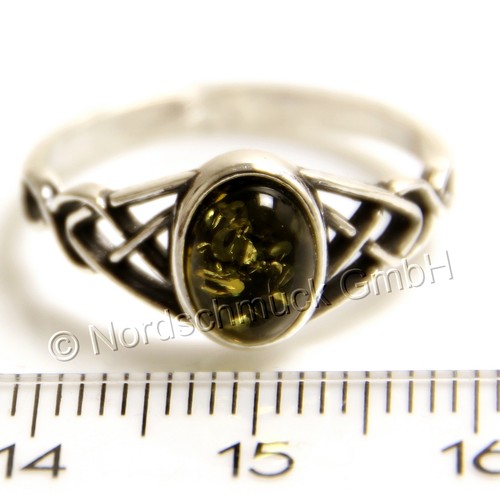 Anello ambra verde - , celtico