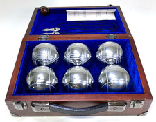 Vintage Pier One Petanque 6 palline, set corde con scatola in legno, Pallino, spedizione gratuita