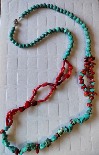 Collana turchese corallo - turchese, e