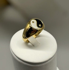 Anello Uomo color oro Simbolo Tao Yin Yang Misura 29 bianco nero rappresentativo