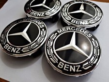 4 TAPPI COPRIMOZZO 75MM PER MERCEDES BENZ CERCHI LEGA CLASSE A B C E GLE NERO
