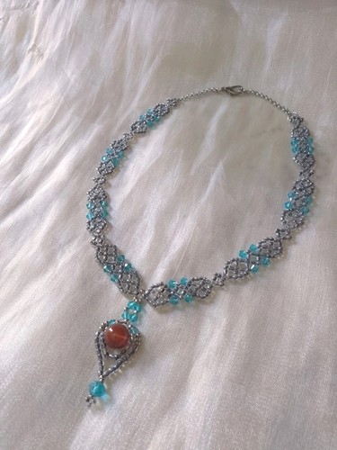 Beaded necklace pendant - necklace,