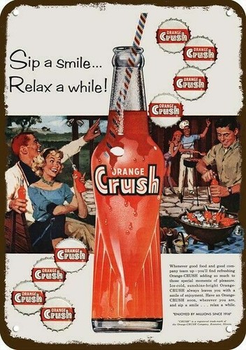 1959 orange crush soda pop - crush, sip