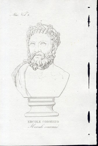Ercole coronato incisione - incisione, su