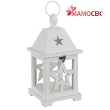 LANTERNA Portacandela alinka legno bianco h31 cero natale stella