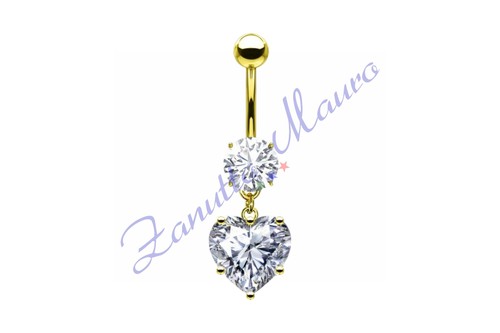 Piercing ombelico cuore bianco