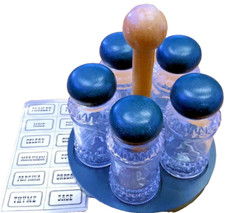 SET CUCINA PORTA SPEZIE PORTASPEZIE CIRCOLARE LEGNO VETRO CON SUPPORTO