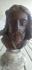 Antico mezzo busto di cristo in bronzo su base di marmo peso kg 4