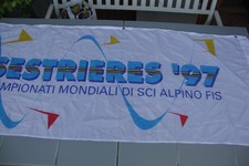 striscione tessuto nautico con anelli campionati F.I.S. di sci Sestrieres 1997