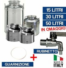 CONTENITORE BIDONE FUSTO PER OLIO IN ACCIAIO INOX 15 30 50 LT M. ITALY 36183V