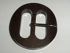 FIBBIA VERO LEGNO TEK ? VINTAGE X CINTURA  ANNI 70 DIAMET 6,5 CM FONDO MAGAZZINO