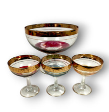 Bicchieri/Coppe in Vetro Decorato con Bordature Oro