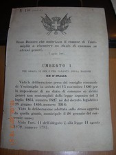 REGIO DECRETO 1881 VENTIMIGLIA DAZIO SU MAIOLICA PALLINI PIOMBO CACCIA GIARRE 