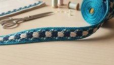 Nastro Galon Turchese OffWhite