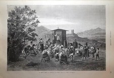 Stampa antica CAMPAGNA DI ROMA MESSA per CONTADINI e PASTORI 1867 Antique print