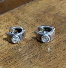 Orecchini ARGENTO 925 UOMO  cerchio zirconi taglio diamante donna unisex pirata