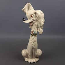 Scultura Ceramica Cane Maiolica Bianco Statua Made In Italy Vintage Anni ‘60