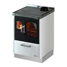 Cucina A Legna Moderna 6,5 kW Smart 60 Cadel Bianca + Kit Ventilazione E Luce