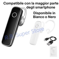 Auricolare Bluetooth Wireless Universale M165 con Microfono e Gancio Incluso