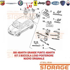 500 ABARTH GRANDE PUNTO ABARTH KIT 2 BOCCOLA LOGO POSTERIORE ORIGINALE 82478063