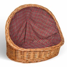 Cuccia lettiera in vimini con cuscino cesta lettino per animali 63x43x52 large