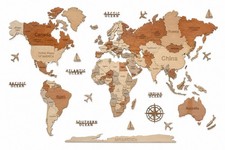 Mappa del mondo in legno XL 3D