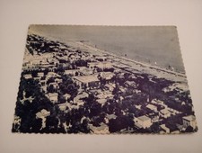 Riccione la spiaggia veduta aerea 1958 bollo 10 Lire cartolina a3