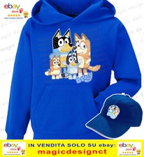 BLUEY cartone animato padre Bandit madre Chilli Bingo FELPA BAMBINO CAPPUCCIO