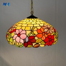 lampadario LINZ da soffitto in VETRO TIFFANY colori PRIMAVERA misura Ø40cm 3xE27