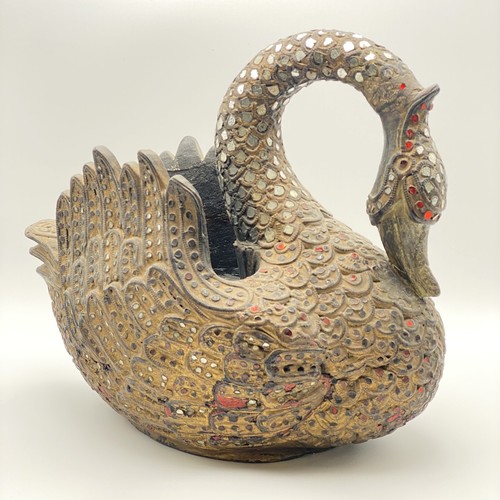 Vaso scultura orientale cigno - vaso,