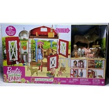 Barbie Dolce Frutteto Fienile Casale Playset 25+ Pezzi Animali,Cavallo,Stalla NUOVO