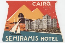 1950 ca CAIRO - EGYPT Semiramis Hotel - Etichetta ILLUSTRATA 11x8 cm
