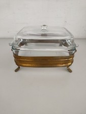 Pirofila da Forno in Vetro con Supporto in Ottone ed un Coperchio Coordinato